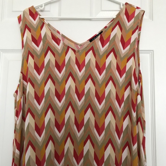 Charlie B Geometric Patterned Shift Maxi Dress XL Chevron Herringbone Abstract - Picture 3 of 9